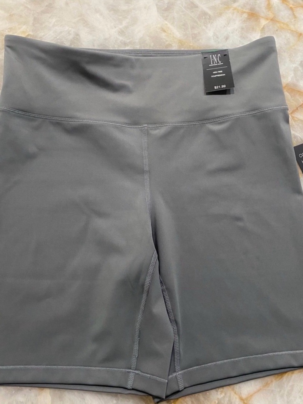 INC International Concepts Charcoal Gray High-Waist Bike Shorts